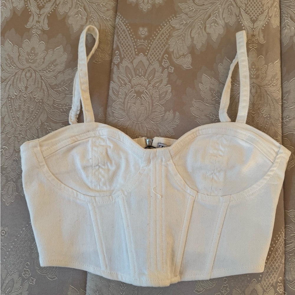 Zara Ivory Bustier Top